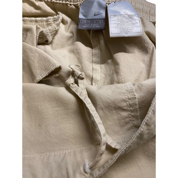 Nike Pants Women Large (12-14) Tan‎ Wide Leg Stretch Button Up Convert to Shorts - Picture 14 of 16
